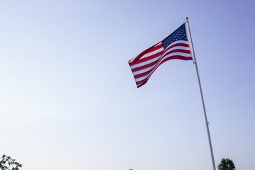 American Flag with Blue Sky