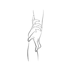 Holding Hands, Outline Drawing, Hand Holding together, Concept romance supports love