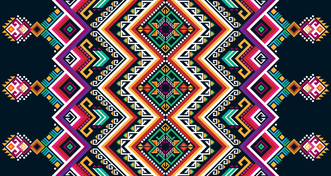 Abstract geometric vertical seamless pattern design indigenous black background EP.24