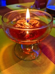 burning candle in a glass