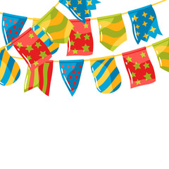 Obraz premium Background with color patterned flags garland. Decoration for celebration.