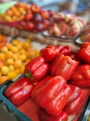 red peppers at the market