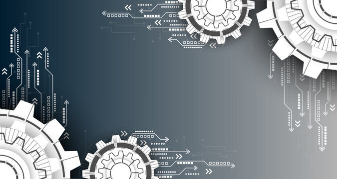 Gear circuit technology and engineering, connection system digital telecoms concept, futuristic technology background, EP.3