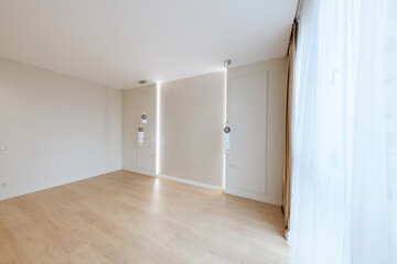Fototapeta na wymiar Interior design of a room with light walls and a window. empty and clean