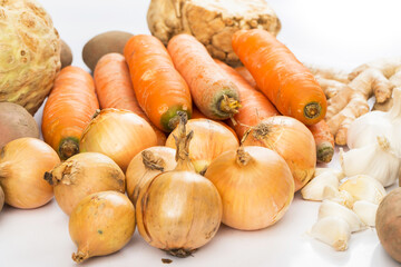 Vegetables on a white background