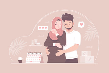 romantic islamic couple partner during pregnancy