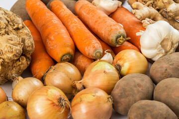 Vegetables on a white background