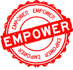 Grunge red empower word round rubber seal stamp on white background