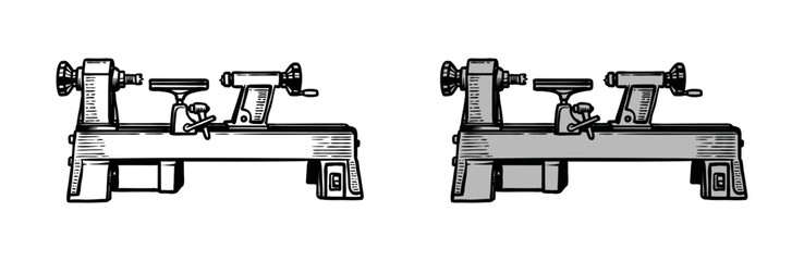 Lathe Industrial Hand drawn Illustration Symbol Vector