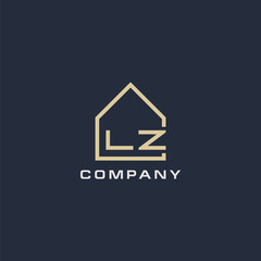 Initial letter LZ real estate logo with simple roof style design ideas - obrazy, fototapety, plakaty