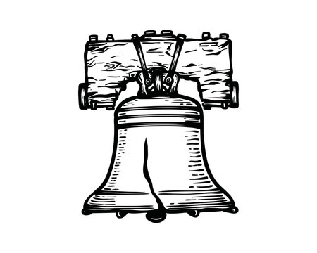 Liberty bell Hand drawn Vintage Illustration Sign Symbol Icon Vector