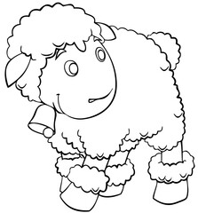 Sheep. Element for coloring page. Cartoon style.