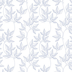 Naklejka na ściany i meble Branches seamless pattern vector. Abstract line leaves floral backdrop illustration. Wallpaper, background, fabric, textile, print, wrapping paper or package design.