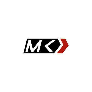 Letter MK logo with simple right arrow design ideas