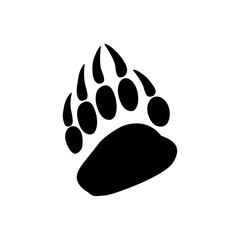Wild bear wildlife animal steps isolated footprints black silhouette icon. Vector panda predator bear steps, american grizzly wildlife ursine footprints with claws or nails, giant syrian bear stamps - obrazy, fototapety, plakaty