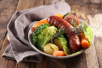 cabbage,  potato and carrot with sausage