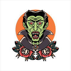 oldschool dracula halloween vector design