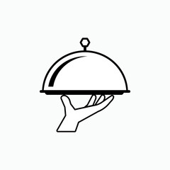 Serving Cuisine Icon. Service, Waitress Symbol - Vector.      