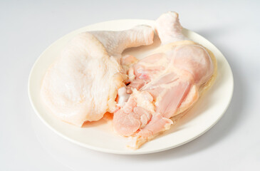 Fresh chicken on a pure white background