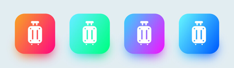 Suitcase line icon in square gradient colors. Baggage bag signs vector illustration.