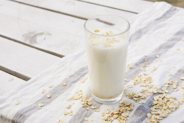 Oat milk. Dairy free products. Vegan diet 