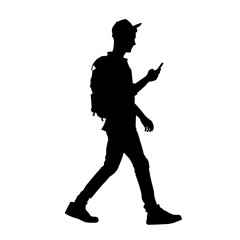 Student Walking smartphone Silhouette