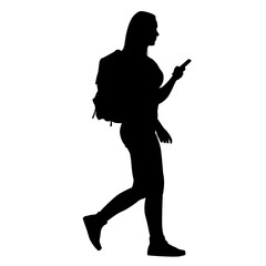 Student Walking smartphone Silhouette