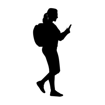 recommend clip art: Student Walking smartphone Silhouette