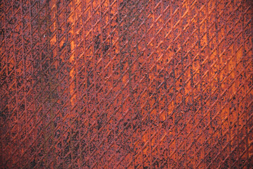 Industrial old rust metal steel sheet with rhombus shapes or checkered plates.