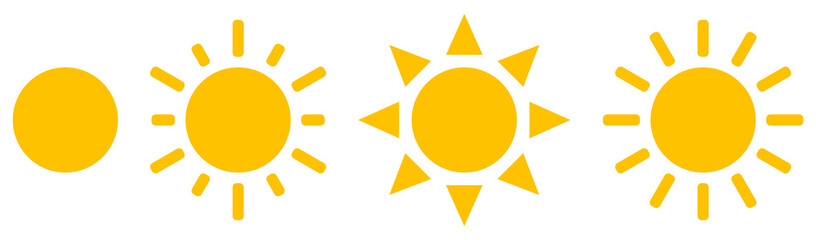 Sun icons set. Vector illustration isolated on white background
