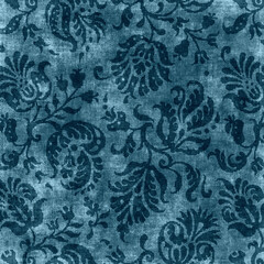 Deep toned blue antique tapestry pattern