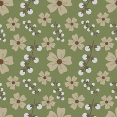 Flower vector ilustration seamless patern.Great for textile,fabric,wrapping paper,and any print.Vintages style.
