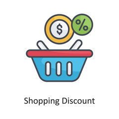 Shopping Discount  Filled Outline Vector Icon Design illustration on White background. EPS 10 File