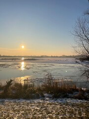 sunset over the river