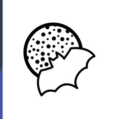 Bat and moon, halloween holiday, web icons, thin line vector icons