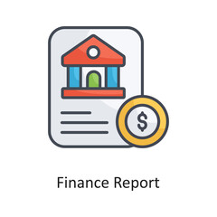 Finance Report  Filled Outline Vector Icon Design illustration on White background. EPS 10 File