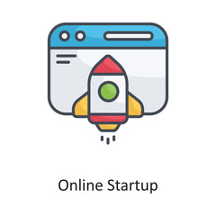 Online Startup Filled Outline Vector Icon Design illustration on White background. EPS 10 File