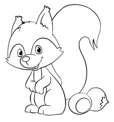 Squirrel. Element for coloring page. Cartoon style.