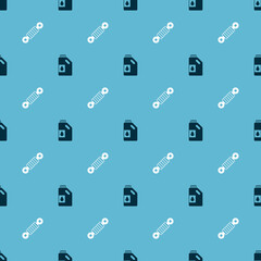 Set Canister for motor oil and Shock absorber on seamless pattern. Vector