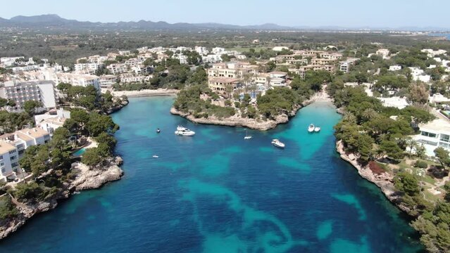 Cala Ferrera Majorca beautiful panoramic view of a beach in the seacost of the island of Mallorca. Consept of holiday, summer, relax and enjoy	