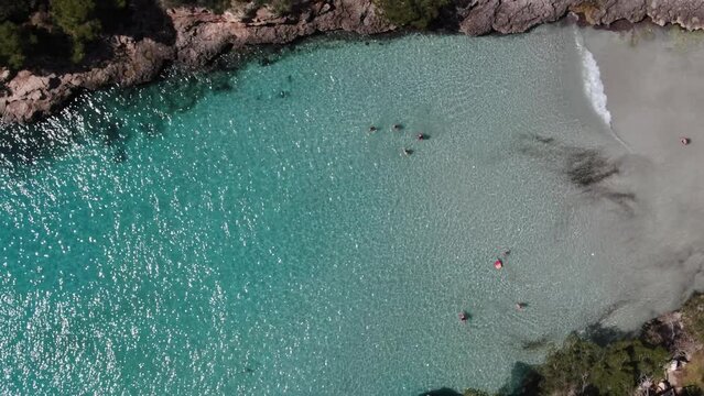 Cala Ferrera Majorca beautiful panoramic view of a beach in the seacost of the island of Mallorca. Consept of holiday, summer, relax and enjoy	
