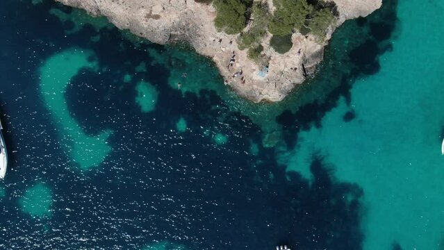 Cala Ferrera Majorca beautiful panoramic view of a beach in the seacost of the island of Mallorca. Consept of holiday, summer, relax and enjoy	