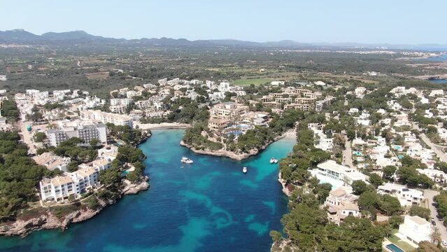 Cala Ferrera Majorca beautiful panoramic view of a beach in the seacost of the island of Mallorca. Consept of holiday, summer, relax and enjoy	