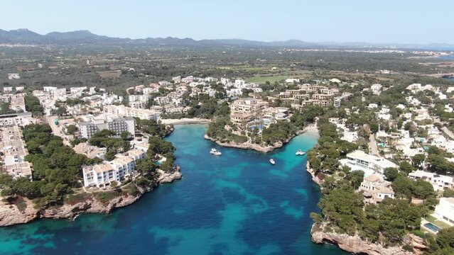 Cala Ferrera Majorca beautiful panoramic view of a beach in the seacost of the island of Mallorca. Consept of holiday, summer, relax and enjoy	
