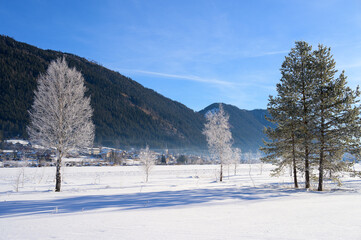 Lake Weissensee on a cold day in winter