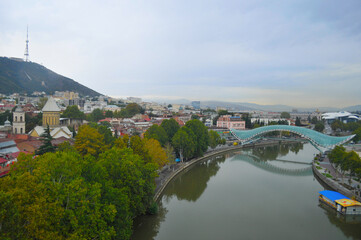 The old city of Georgia Tbilisi top of the mountain from where a beautiful view of the river called...