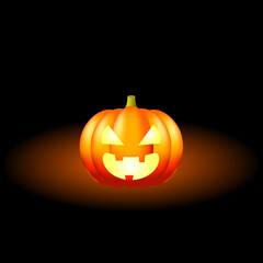 Pumpkin for Helloween. Vector isolated. Illustration. halloween pumpkin, party poster with pumpkin in cartoon style.  halloween card with pumpkin. Dark background. 
