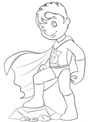 Superhero. Element for coloring page. Cartoon style.