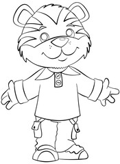 Tiger. Element for coloring page. Cartoon style.