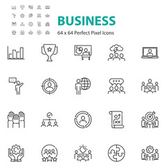 Fototapeta premium set of business people line icons, team, members